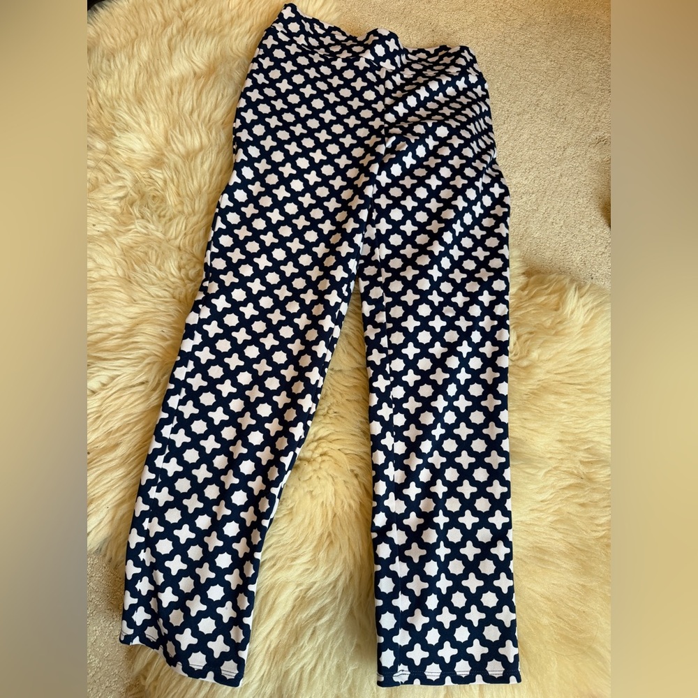 Mud Pie Blue and White Patterned Pants